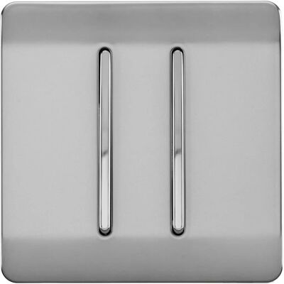 Trendi Stainless Steel Double Light Switch - 2 Gang 2 Way Artistic Modern Glossy 10 Amp Trendi Stainless Steel Double Light Switch - 2 Gang 2 Way Artistic Modern Glossy 10 Amp