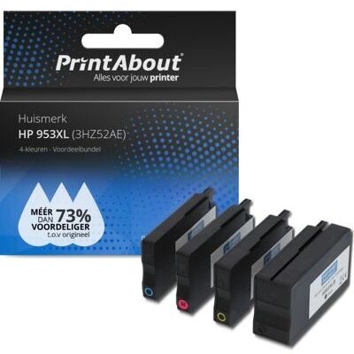 PrintAbout 953XL (3HZ52AE) inktcartridge - 4-kleuren, Hoge capaciteit - Compatibel met HP PrintAbout 953XL (3HZ52AE) inktcartridge - 4-kleuren, Hoge capaciteit - Compatibel met HP