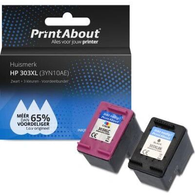 PrintAbout cartuccia inchiostro HP 303XL - Nero + 3 colori - Alta capacità - Multipack - Fornitura stampante PrintAbout cartuccia inchiostro HP 303XL - Nero + 3 colori - Alta capacità - Multipack - Fornitura stampante