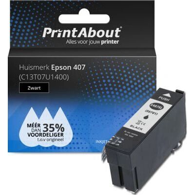 PrintAbout Epson 407 Schwarz Tintenpatrone - Tintenstrahldrucker PrintAbout Epson 407 Schwarz Tintenpatrone - Tintenstrahldrucker