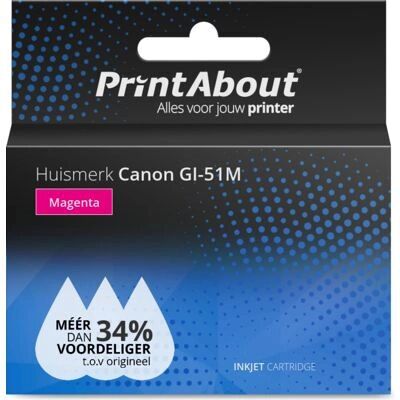 PrintAbout GI-51M Magenta Inktcartridge - Compatibel met Canon PrintAbout GI-51M Magenta Inktcartridge - Compatibel met Canon