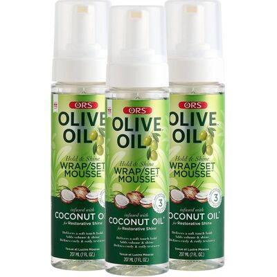 Mousse à l'huile d'olive ORS - Coiffage - Publicité Mousse à l'huile d'olive ORS - Coiffage - Publicité