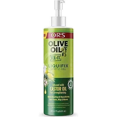 Gel coiffant à l'huile d'olive ORS Fix-it Liquifix Spritz - Produit coiffant - Publicité Gel coiffant à l'huile d'olive ORS Fix-it Liquifix Spritz - Produit coiffant - Publicité
