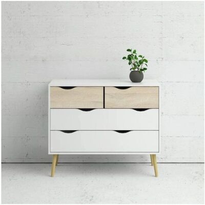 Abitare Caesaroo - Cassettiere Bianco Opaco & Rovere - 82cm Abitare Caesaroo - Cassettiere Bianco Opaco & Rovere - 82cm