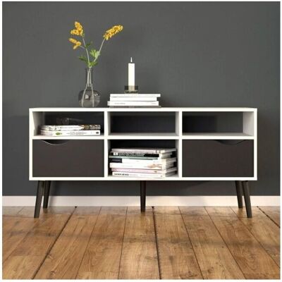 CAESAROO Chloe TV-Möbel - 117cm - Weiß & Schwarz CAESAROO Chloe TV-Möbel - 117cm - Weiß & Schwarz