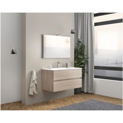 ABITARE Mobile da bagno sospeso in legno di rovere affumicato - 100cm - Design moderno ABITARE Mobile da bagno sospeso in legno di rovere affumicato - 100cm - Design moderno