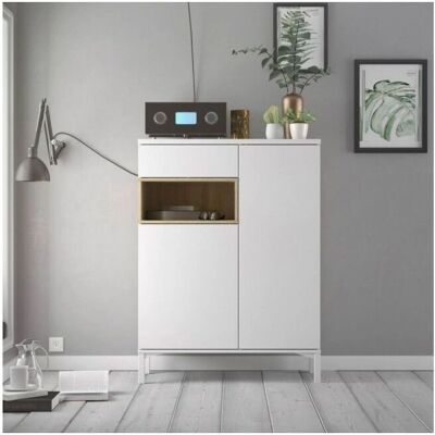 Caesaroo Madia - Bianco & Rovere - Stile Retrò - 89xH119 cm Caesaroo Madia - Bianco & Rovere - Stile Retrò - 89xH119 cm