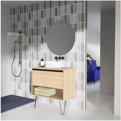 Abitare Georgia Mueble de Baño - 80cm, Lavabo de Cerámica, Cajón con Cierre Suave Abitare Georgia Mueble de Baño - 80cm, Lavabo de Cerámica, Cajón con Cierre Suave