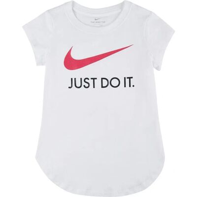 Nike for jente Hvit Swoosh T-skjorte - T-skjorte Nike for jente Hvit Swoosh T-skjorte - T-skjorte