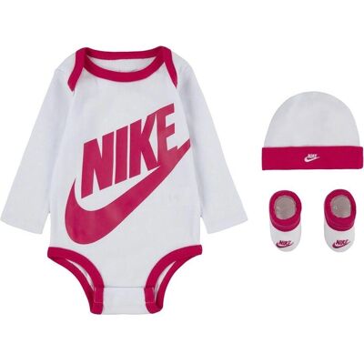 Nike Baby Body Sett - Rosa/Hvit - Langermet, hatt, sokker - Gaveeske Nike Baby Body Sett - Rosa/Hvit - Langermet, hatt, sokker - Gaveeske