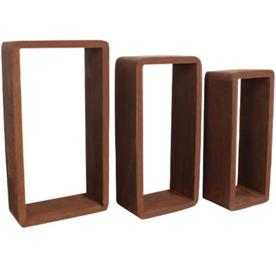 Mobili Rebecca Rebecca Möbel Set 3 Regale Rechteck Wand Dunkel Holz Design - Wandregale Mobili Rebecca Rebecca Möbel Set 3 Regale Rechteck Wand Dunkel Holz Design - Wandregale