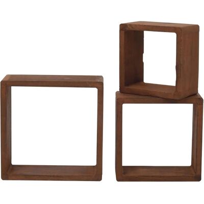 Mobili Rebecca Rebecca Möbelsatz 3 Regale Quadrat Dunkles Holz - Möbelset Mobili Rebecca Rebecca Möbelsatz 3 Regale Quadrat Dunkles Holz - Möbelset