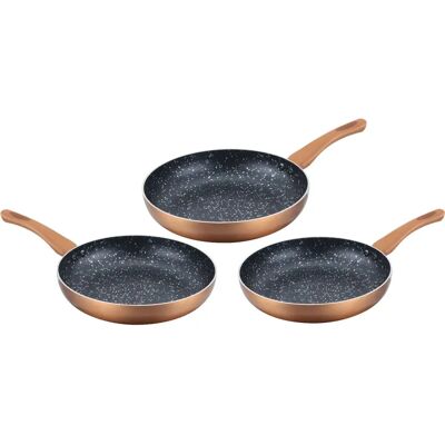 Cenocco CC-2001 - Ensemble de 3 poêles - Cuivre, Marbre, 20/24/28cm - Publicité Cenocco CC-2001 - Ensemble de 3 poêles - Cuivre, Marbre, 20/24/28cm - Publicité