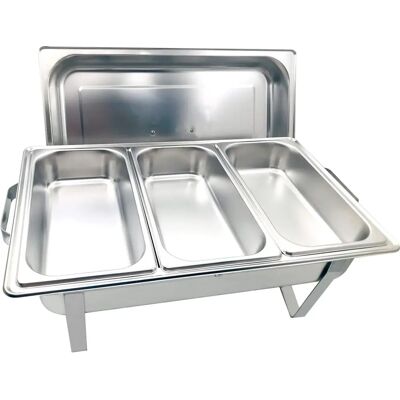 Herzberg Placa de Acero Inoxidable - 3 Bandejas 1/3 - Equipo de Catering Elegante Herzberg Placa de Acero Inoxidable - 3 Bandejas 1/3 - Equipo de Catering Elegante