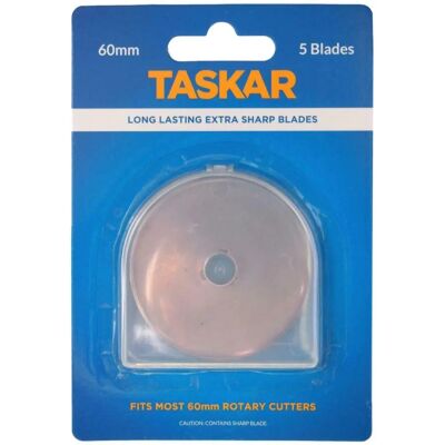 Lâminas de cortador rotativo Taskar 60mm - Pacote com 5 Lâminas de cortador rotativo Taskar 60mm - Pacote com 5
