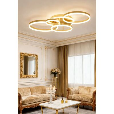Living and Home - Golden Round LED Ceiling Light - 5 Circles Living and Home - Golden Round LED Ceiling Light - 5 Circles