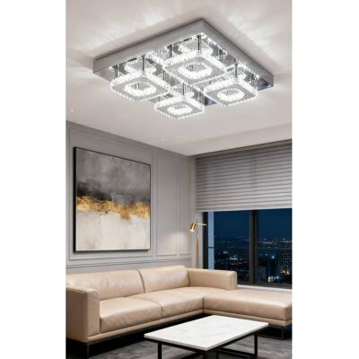 Living and Home - Glamourous Crystal LED Ceiling Light - Square - Ceiling light Living and Home - Glamourous Crystal LED Ceiling Light - Square - Ceiling light