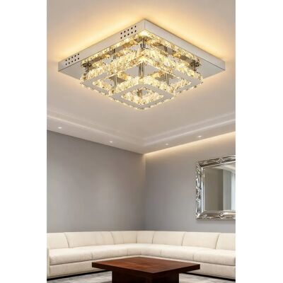 Living and Home - Square Glamourous Crystal LED Ceiling Light Living and Home - Square Glamourous Crystal LED Ceiling Light