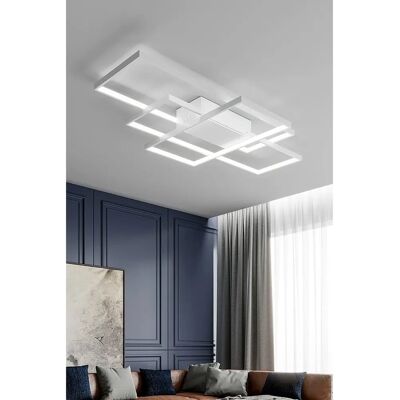 Living and Home - Neutral Style Rectangular LED Semi Flush - Black - Acrylic - Ceiling light Living and Home - Neutral Style Rectangular LED Semi Flush - Black - Acrylic - Ceiling light