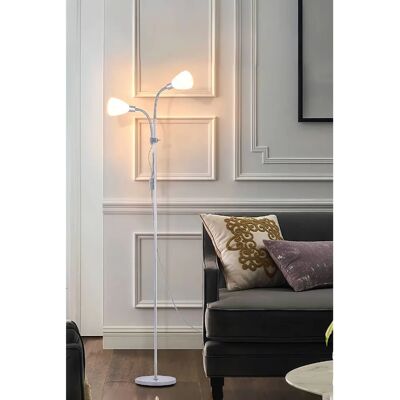 Living and Home - Modern 2 Light Floor Lamp - One Size - Unisex - Floor Lamp Living and Home - Modern 2 Light Floor Lamp - One Size - Unisex - Floor Lamp