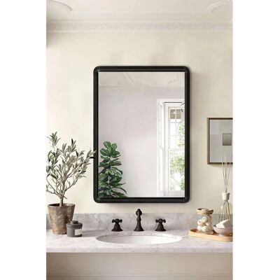 Living and Home - Rectangle Wall Mirror - Black - Mirror Living and Home - Rectangle Wall Mirror - Black - Mirror