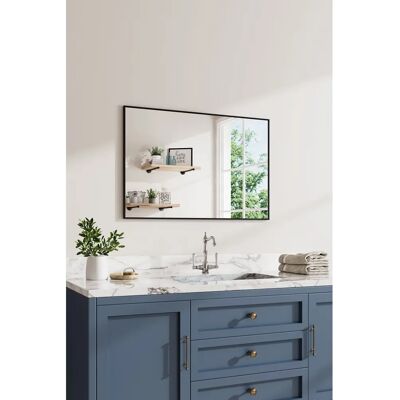 Living and Home - Retro Rectangle Wall Mirror - Black - Mirror Living and Home - Retro Rectangle Wall Mirror - Black - Mirror