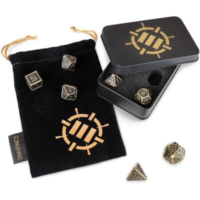 Enhance Zink RPG Würfel-Set - 7 Polyedrische Metallwürfel - Rollenspiel Zubehör Enhance Zink RPG Würfel-Set - 7 Polyedrische Metallwürfel - Rollenspiel Zubehör