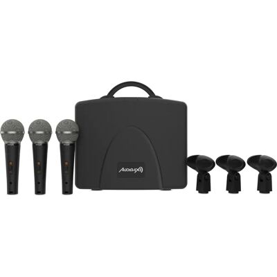 Kit Microphones Audibax XM1800 - 3 Micros Dynamiques & Étui Kit Microphones Audibax XM1800 - 3 Micros Dynamiques & Étui