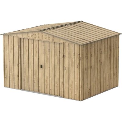 Abri de jardin imitation bois Duramax - Métal - 7.75 m² - Publicité Abri de jardin imitation bois Duramax - Métal - 7.75 m² - Publicité