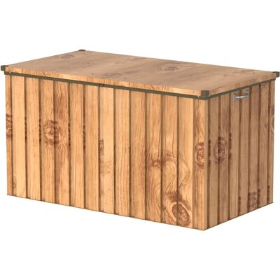 Cofre de jardín Duramax - 585L, Acero resistente a la intemperie, Madera de roble - Cofre de jardín Cofre de jardín Duramax - 585L, Acero resistente a la intemperie, Madera de roble - Cofre de jardín