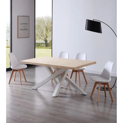Mesa de comedor industrial Gael de Home Heavenly - Roble Nordish - Patas metálicas cruzadas - Acabado natural - 160x100cm Mesa de comedor industrial Gael de Home Heavenly - Roble Nordish - Patas metálicas cruzadas - Acabado natural - 160x100cm