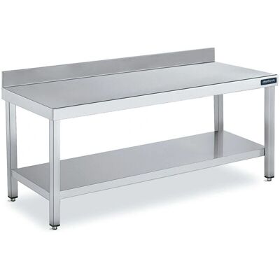 Distform - Table Adossée en Inox avec 1 étagère - 1300x700x600 mm - Table - Publicité Distform - Table Adossée en Inox avec 1 étagère - 1300x700x600 mm - Table - Publicité