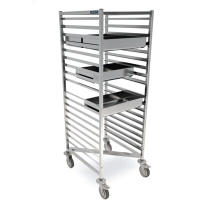 Chariot en acier inoxydable GN 2/1 renforcé empilable - Distform - Publicité Chariot en acier inoxydable GN 2/1 renforcé empilable - Distform - Publicité