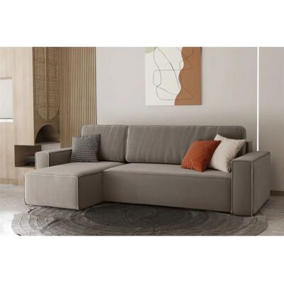 Fun Moebel - MARIS - Beigegrau - Linke Ottomane - Schlafsofa Fun Moebel - MARIS - Beigegrau - Linke Ottomane - Schlafsofa