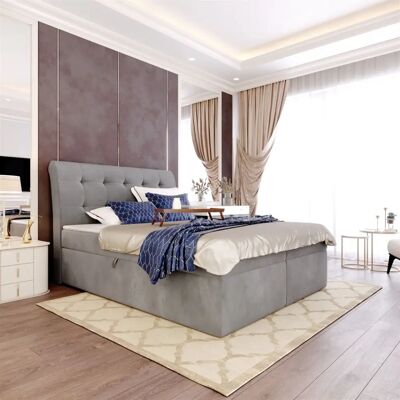 Fun Moebel - DASIO - 140x200cm - Hellgrau - Boxspring bed Fun Moebel - DASIO - 140x200cm - Hellgrau - Boxspring bed