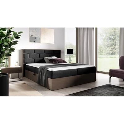 Fun Moebel BEILA 140x200 Dunkel Eiche Stoff Schwarz - Boxspringbett Fun Moebel BEILA 140x200 Dunkel Eiche Stoff Schwarz - Boxspringbett
