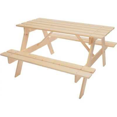 Set Tavolo e Panche per Bambini Timbela - 90x90cm - Legno per Esterni Set Tavolo e Panche per Bambini Timbela - 90x90cm - Legno per Esterni