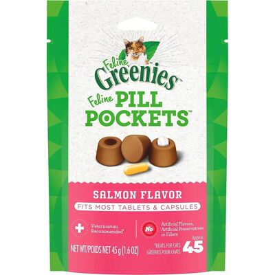 Greenies Poches à Pilules au Saumon - Friandises Douces pour Chats - Publicité Greenies Poches à Pilules au Saumon - Friandises Douces pour Chats - Publicité