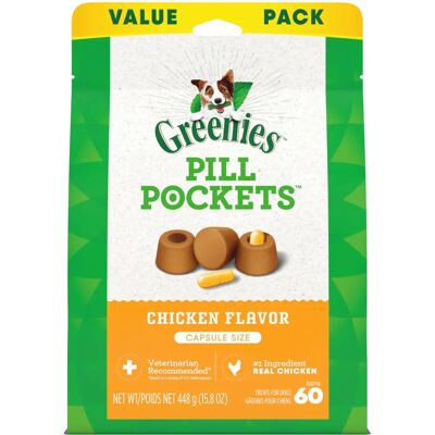 Greenies Pochette Pilules Poulet pour Chiens - 60 Friandises - Publicité Greenies Pochette Pilules Poulet pour Chiens - 60 Friandises - Publicité