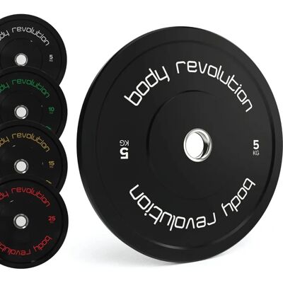 Body Revolution Olympic Bumper Plates - Black - 5kg Pair Body Revolution Olympic Bumper Plates - Black - 5kg Pair