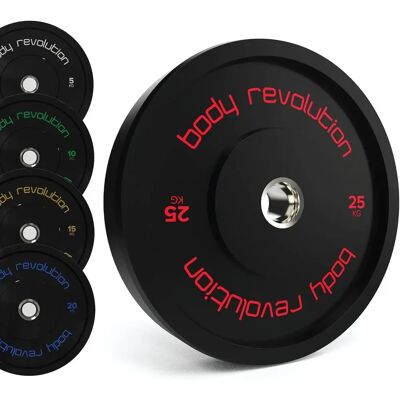 Body Revolution Olympic Bumper Plates - Black - 25kg Pair Body Revolution Olympic Bumper Plates - Black - 25kg Pair