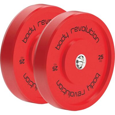 Placas de peso olímpicas rojas de Body Revolution 25kg Placas de peso olímpicas rojas de Body Revolution 25kg