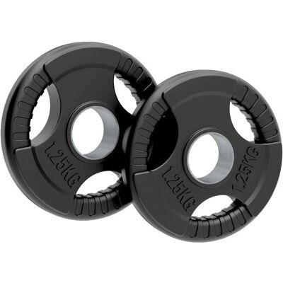 Body Revolution Olympic Tri-grip Rubber Weight Plates - Black - 1.25kg Pair Body Revolution Olympic Tri-grip Rubber Weight Plates - Black - 1.25kg Pair