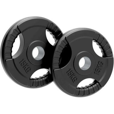 Body Revolution Olympic Tri-grip Rubber Weight Plates - Black - 15kg Pair Body Revolution Olympic Tri-grip Rubber Weight Plates - Black - 15kg Pair