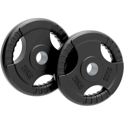Body Revolution Olympic Tri-grip Rubber Weight Plates - Black - 20kg Pair Body Revolution Olympic Tri-grip Rubber Weight Plates - Black - 20kg Pair