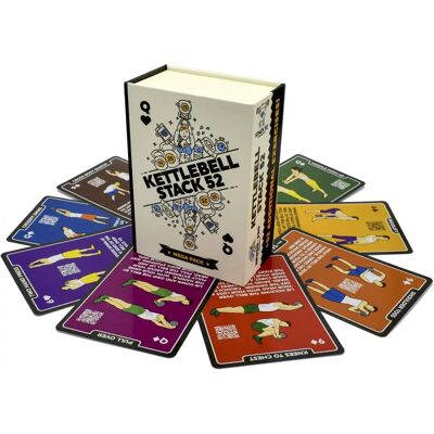 WWE - Stack 52 Cartes d'exercices kettlebell - Kettlebell - Instructions vidéo - Jeu de cartes - Publicité WWE - Stack 52 Cartes d'exercices kettlebell - Kettlebell - Instructions vidéo - Jeu de cartes - Publicité