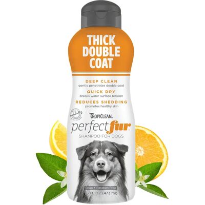 Shampoing TropiClean Perfect Fur Thick Double Coat - 473ml - Publicité Shampoing TropiClean Perfect Fur Thick Double Coat - 473ml - Publicité