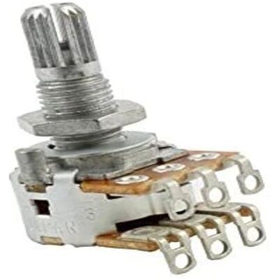 AllParts Dual-Überblendpoti - 250k Ohm, Mittenrastung, Riffelachse - Musikinstrument AllParts Dual-Überblendpoti - 250k Ohm, Mittenrastung, Riffelachse - Musikinstrument