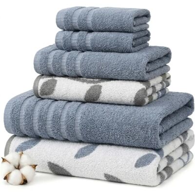 Pacific Coast Textiles 6 PC Blue Organic Vines Towels - Towels Pacific Coast Textiles 6 PC Blue Organic Vines Towels - Towels