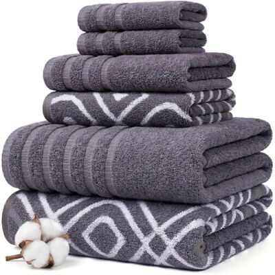 Conjunto de Toalhas de Banho em Algodão Amrapur Overseas - Ultra Macio, 6 peças Conjunto de Toalhas de Banho em Algodão Amrapur Overseas - Ultra Macio, 6 peças